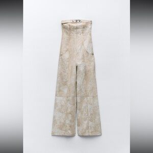 ZARA Printed Linen Blend Jumpsuit NWT